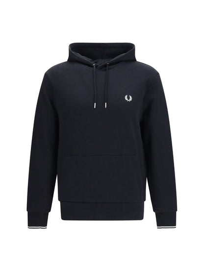 Fred Perry Hoodie with striped cuffs - Black