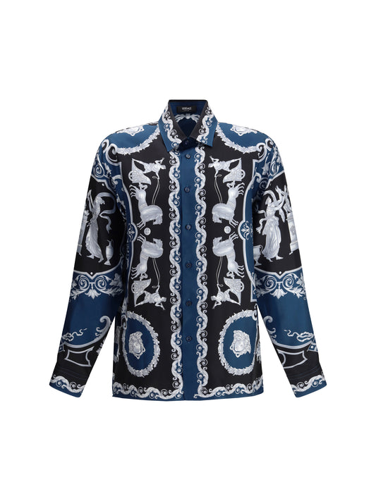 VERSACE Regular-fit printed silk twill Shirt