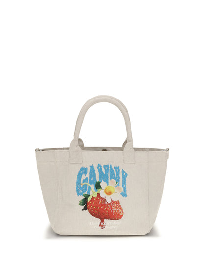 Ganni Small Easy Shoulder Bag with strawberry print - Sunlight
