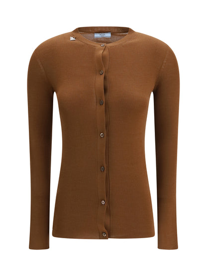 Prada Ribbed wool Cardigan - Tobacco