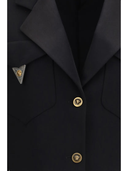 Versace Cropped wool Blazer - Black