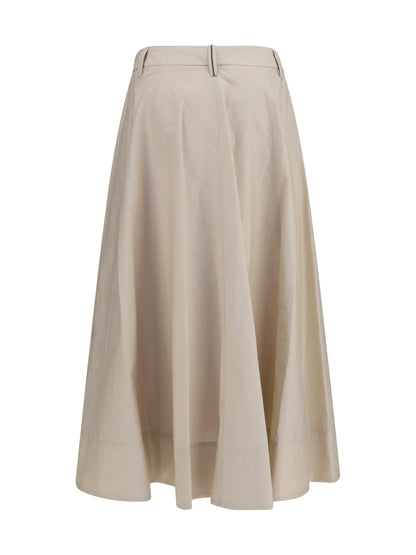 Brunello Cucinelli Cotton poplin Skirt with monili detail - Quarzo