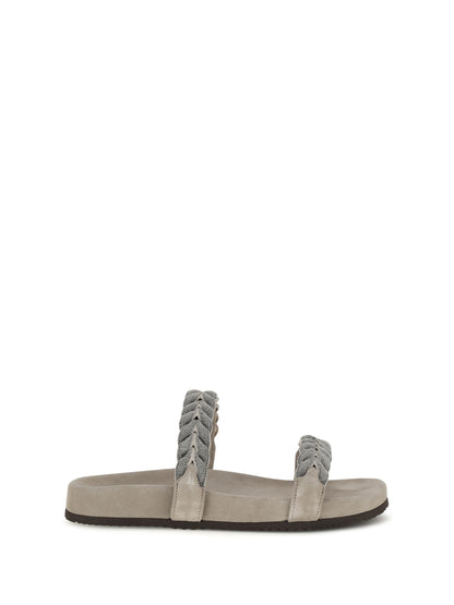 BRUNELLO CUCINELLI Laurel leaf monili-embellished Slides