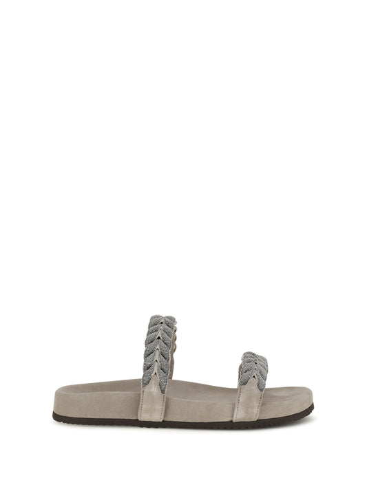 BRUNELLO CUCINELLI Laurel leaf monili-embellished Slides