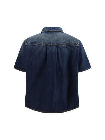 Loewe Short sleeve denim Trapeze Shirt - Dark Blue