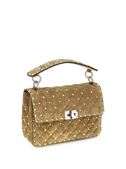 Valentino Garavani Medium Rockstud Spike suede Top Handle Bag - Havana Beige