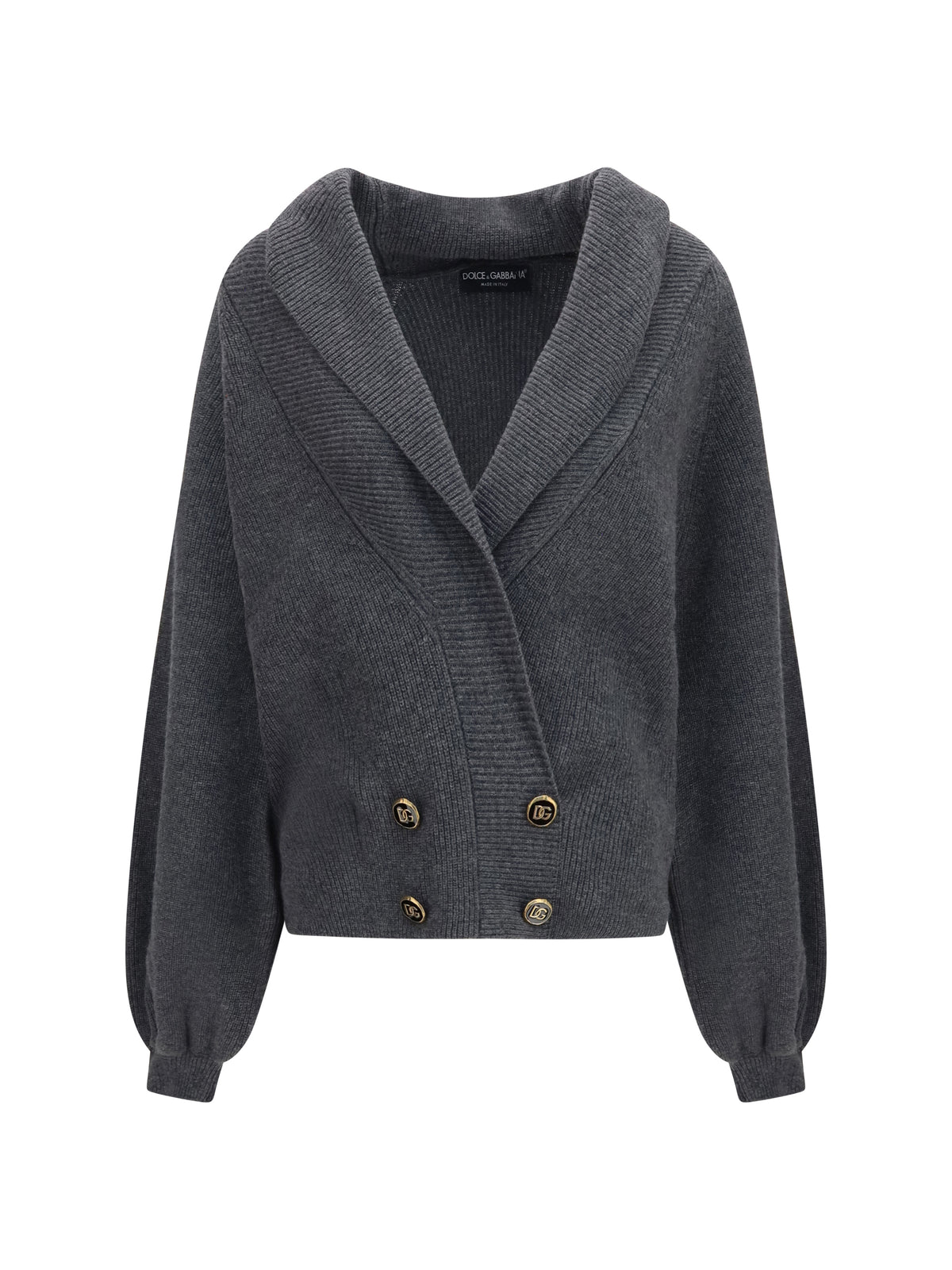 Dolce & Gabbana Cropped shawl collar Cardigan with wide sleeves - Canna Di Fucile Scur