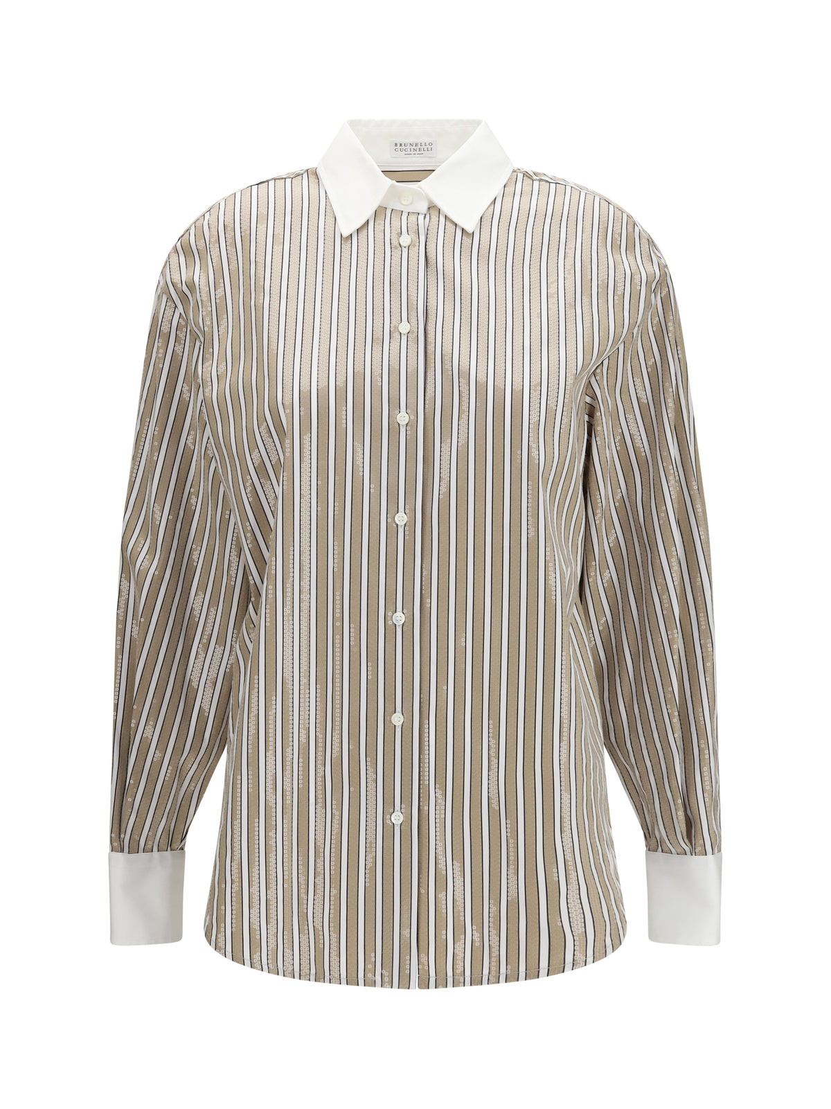 Brunello Cucinelli Dazzling Stripes cotton Shirt - Beige/Riga Nera/White