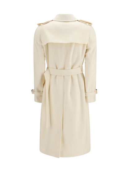 Burberry Long Kensington cashmere Trench Coat - Ivory White