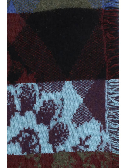 Dries Van Noten Mixed print fringed Scarf - Purple