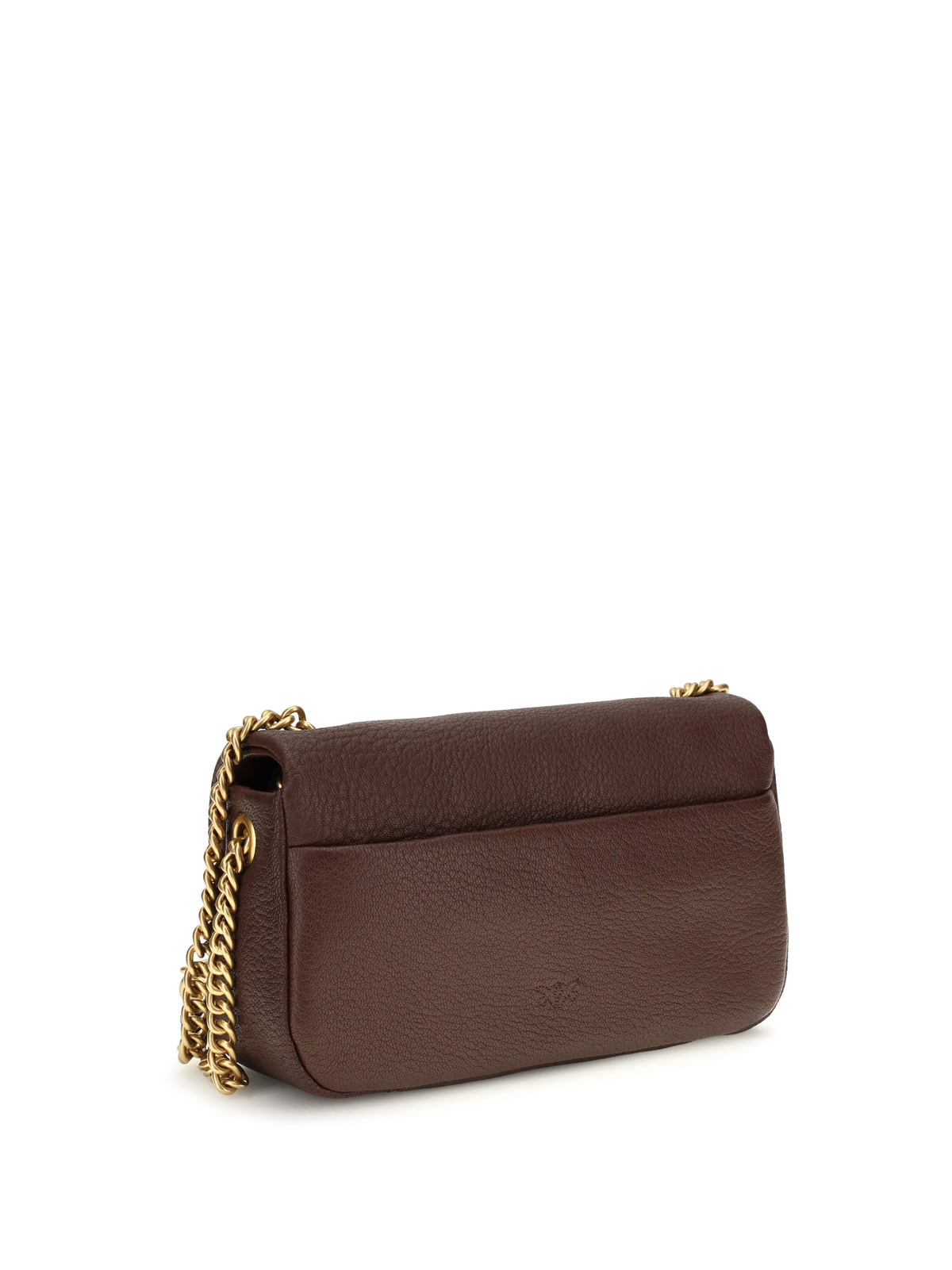 Pinko Medium Love Bag Click Soft Horizontal Shoulder Bag - Castano Intenso-Antique Gold