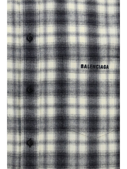 Balenciaga Checked cotton flannel Shirt - White/Black