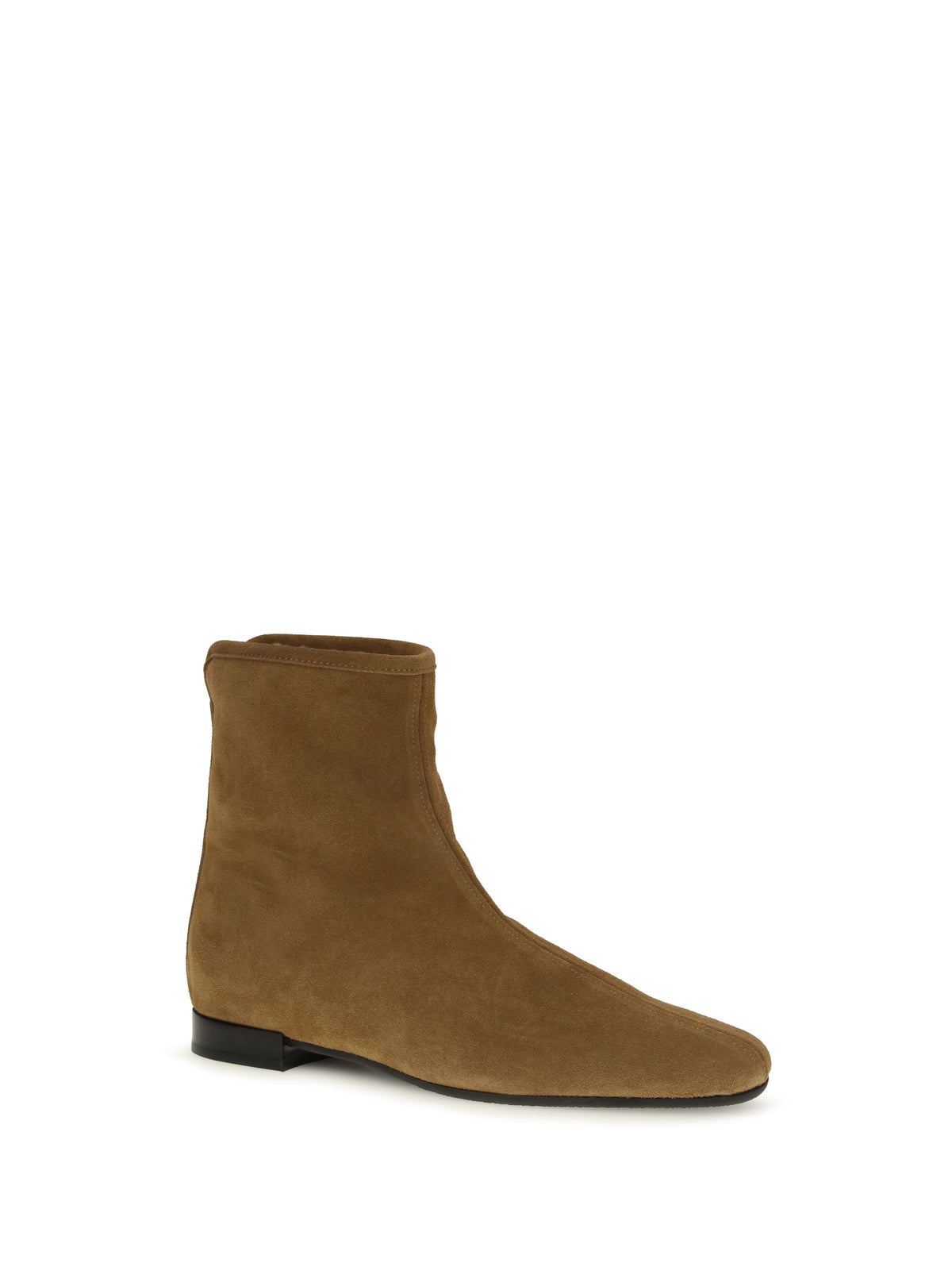 Toteme Suede Booties with shearling lining - Camel/Ecru