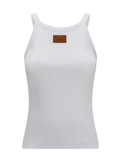 Fendi Ribbed cotton tank Top - White