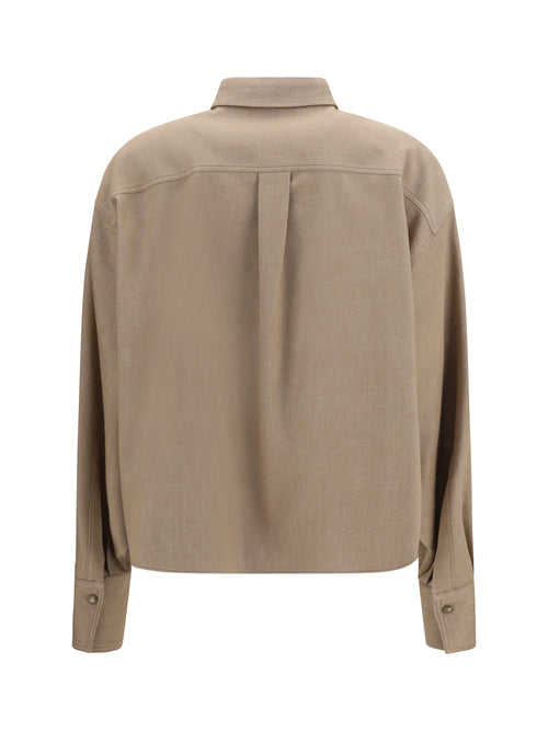 Brunello Cucinelli No Fade Sparkling denim Shirt with Shiny Collar - Coloniale/Silver