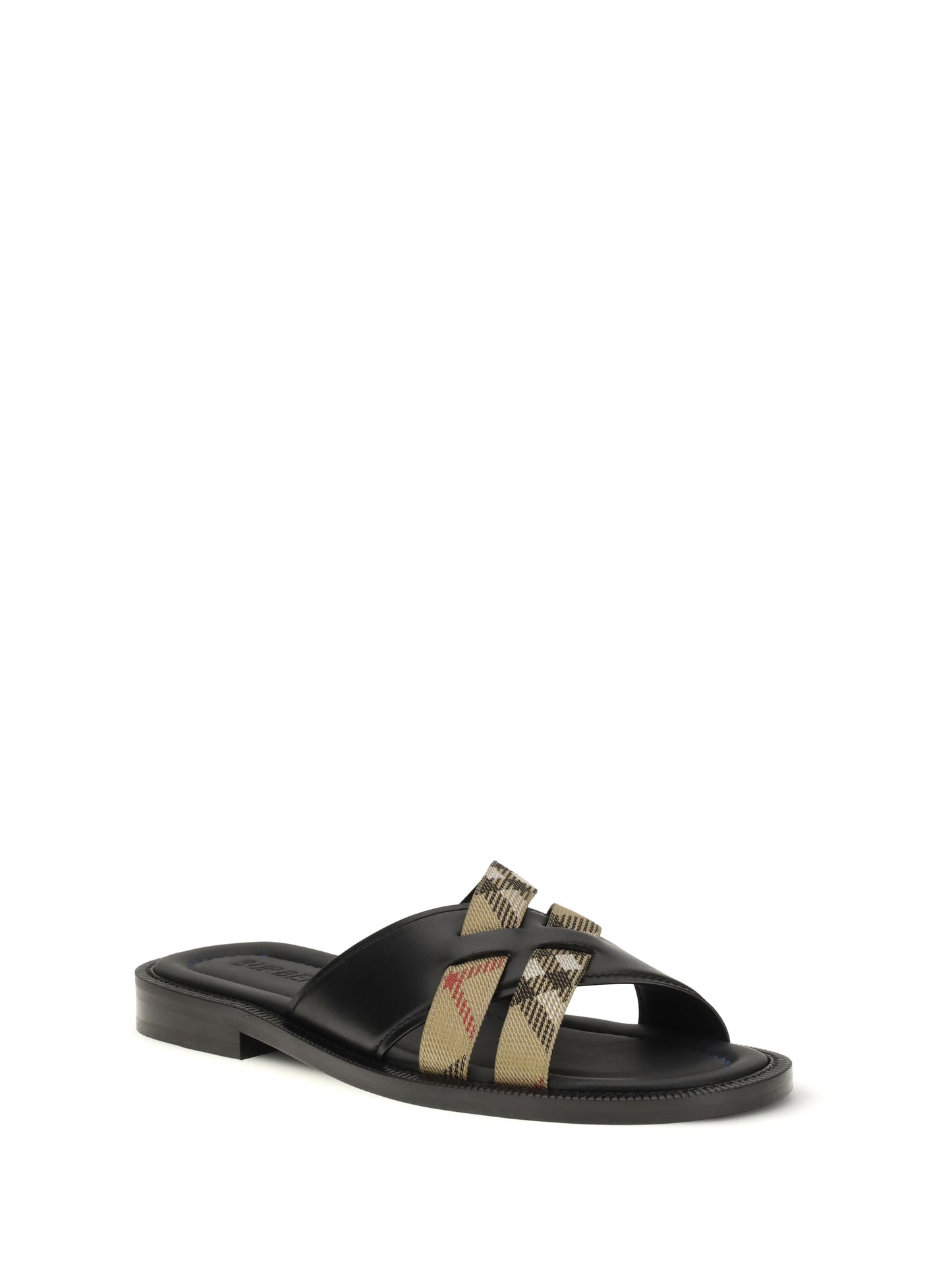 BURBERRY Drift leather and Check Sandals
