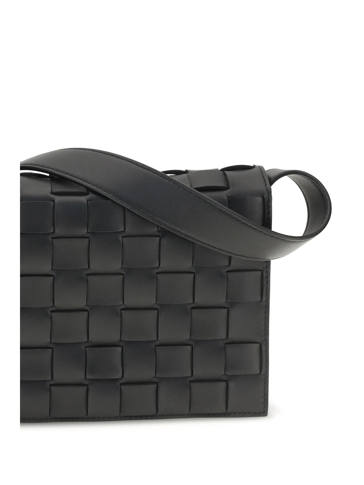 Bottega Veneta Orto Messenger Crossbody Bag - Black-Silver-Black