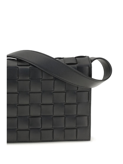 Bottega Veneta Orto Messenger Crossbody Bag - Black-Silver-Black
