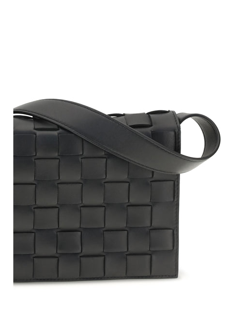 Bottega Veneta Orto Messenger Crossbody Bag - Black-Silver-Black