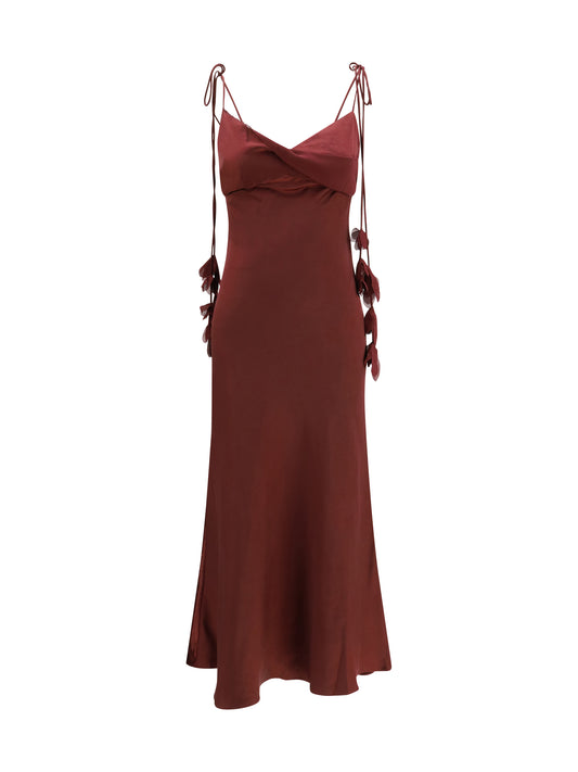 SELF-PORTRAIT Satin flower midi Dress