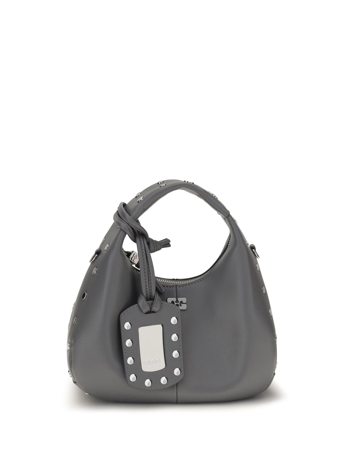 Ganni Mini studded Hobo Handbag - Quiet Shade
