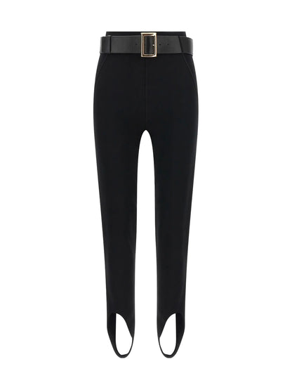 Self-Portrait Stretch jersey Leggings with belt - Black