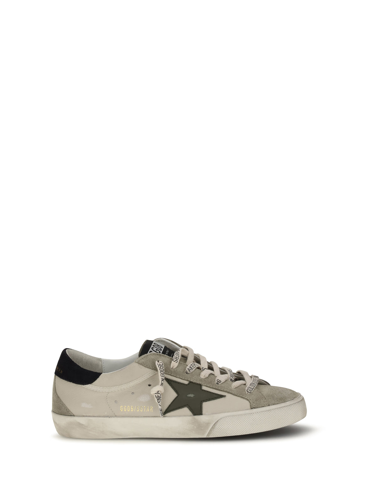 Golden Goose Super Star Sneakers - Cream/Grey/Olive Green/Dark Blue