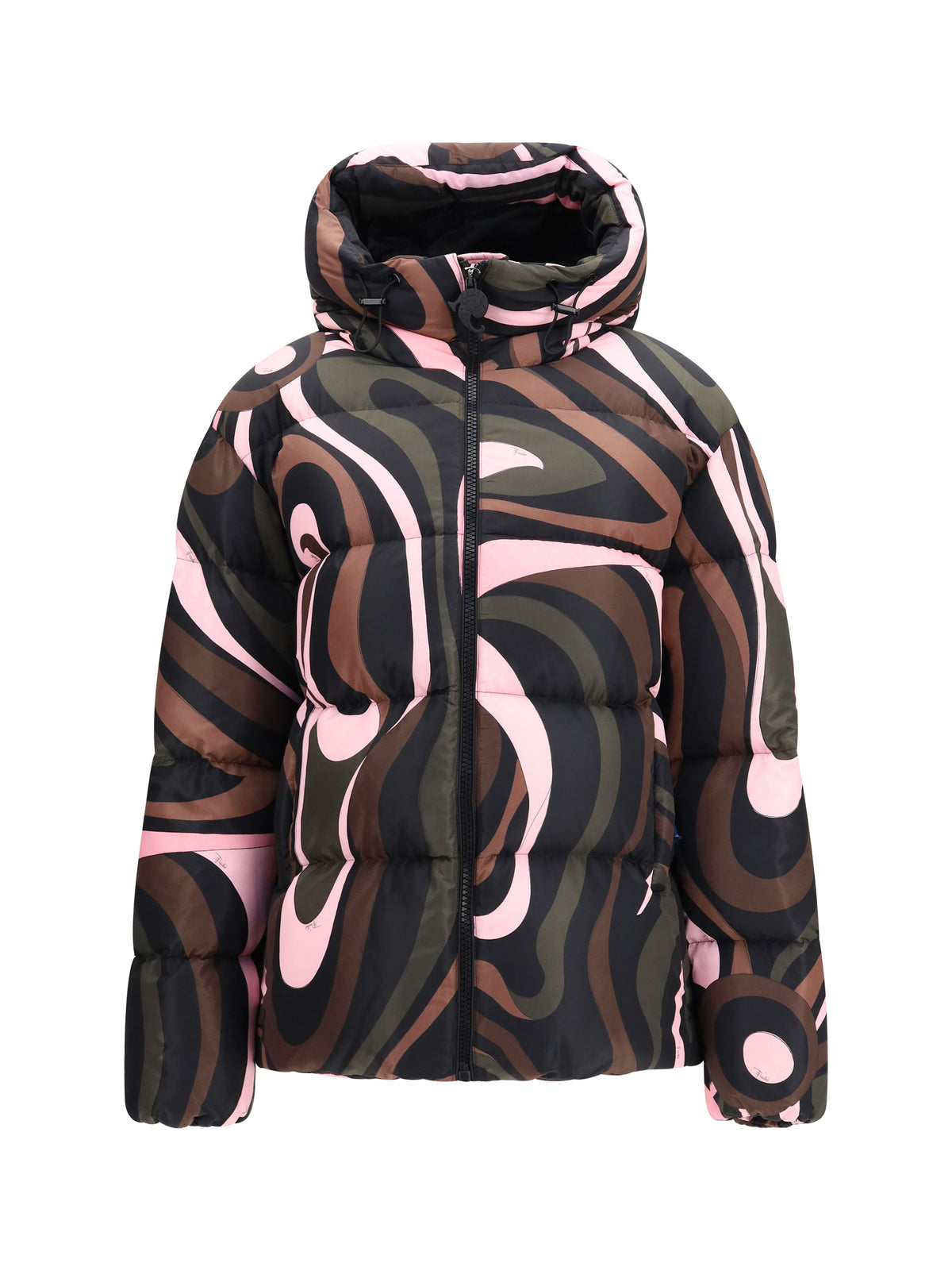 Pucci Printed Hooded Puffer Jacket - Khaki Pink