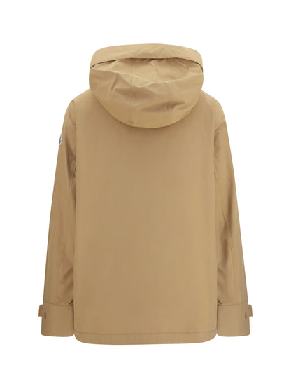 Moncler Hooded Jacket with logo patch - Brown