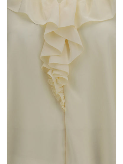 Chloé Ruffled V-Neck Shirt - Pristine White