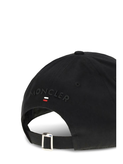 Moncler Baseball Cap with tricolour logo - Black
