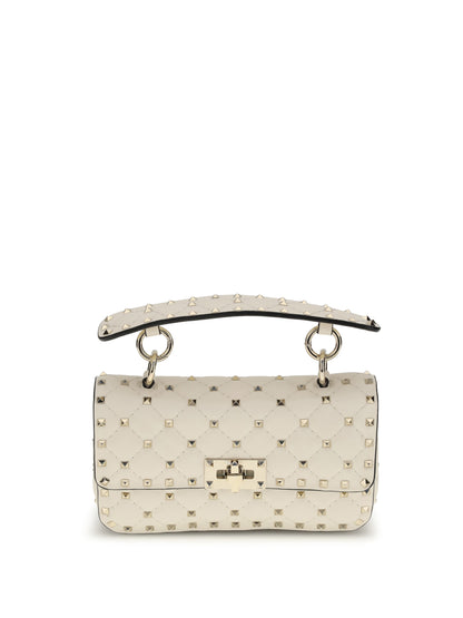 Valentino Garavani Rockstud Spike mini Top Handle Bag in nappa - Light Ivory