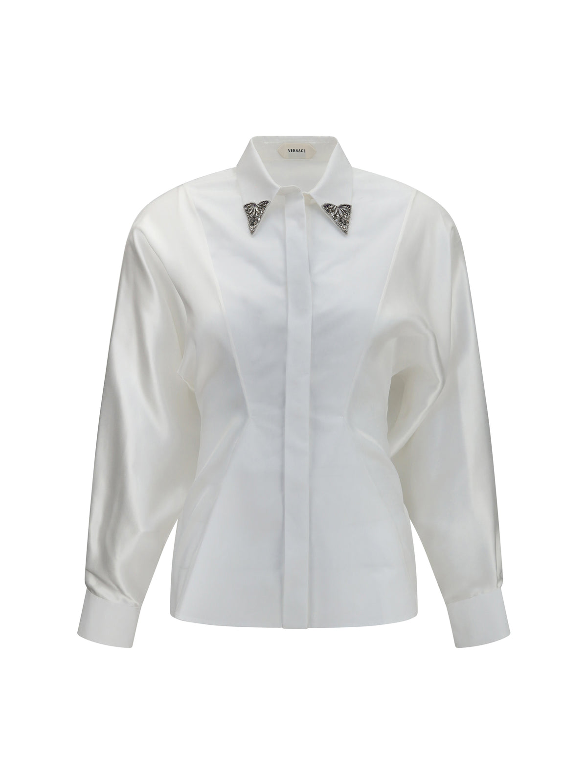 Versace Embroidered cotton poplin Shirt - Optical White