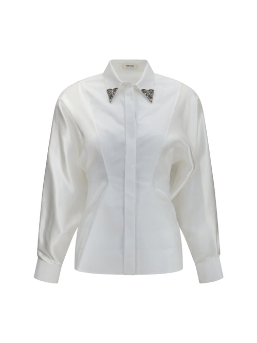 Versace Embroidered cotton poplin Shirt - Optical White