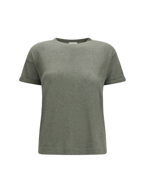 Brunello Cucinelli Cashmere glitter T-shirt - Origano