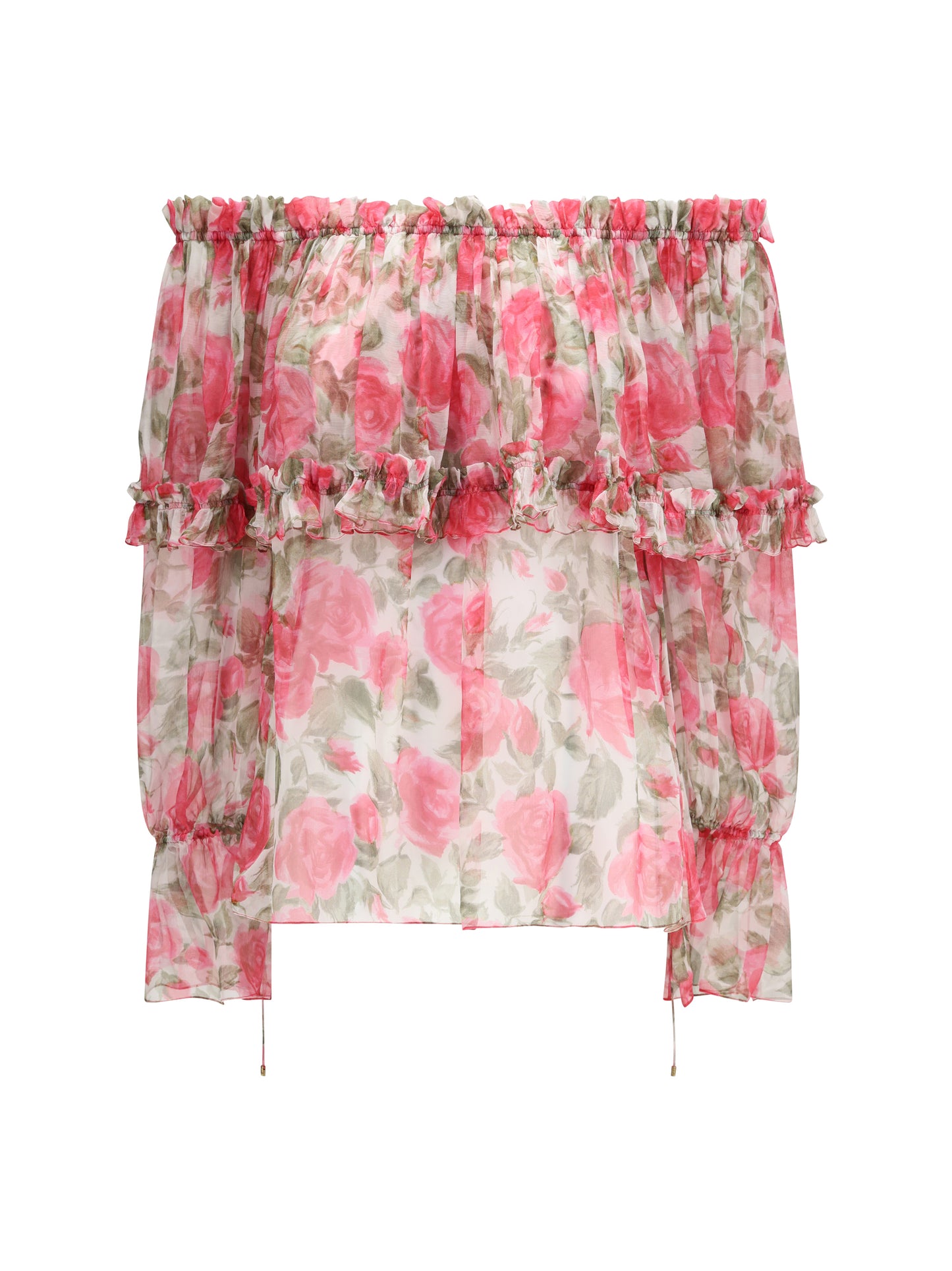 CHLOÉ Off-shoulder floral print silk Top