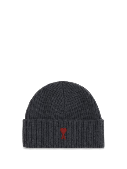 Ami Paris Quota Ami de Coeur wool Beanie - Gris Chine / Rouge