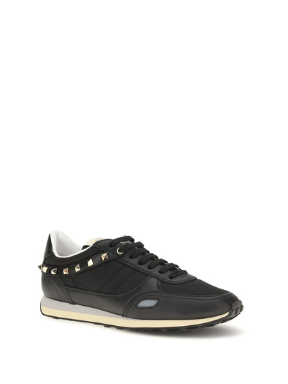 Valentino Garavani Stud Up Sneakers in leather and nylon - Black/Black/Black/Black/Grey/P.Grey