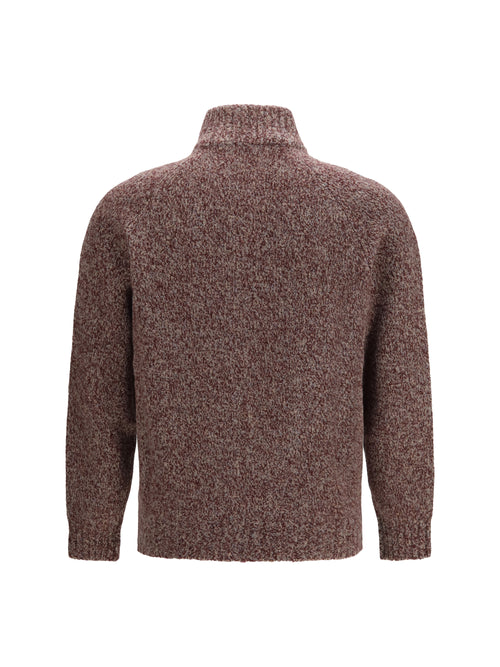 Brunello Cucinelli Mélange virgin wool, silk and cashmere zip Cardigan - Borgogna