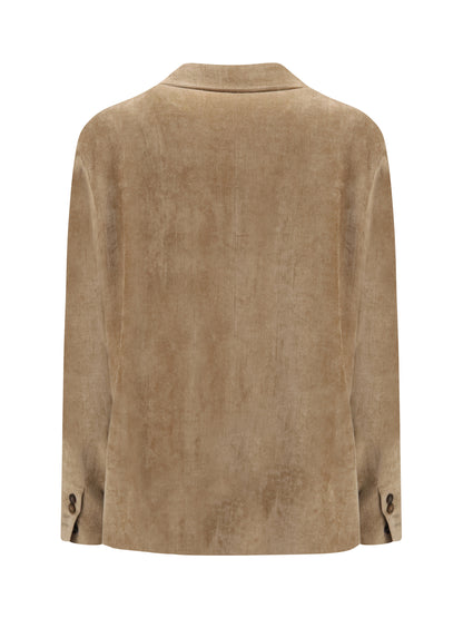Brunello Cucinelli Fluid corduroy Jacket with monile - Cappuccino