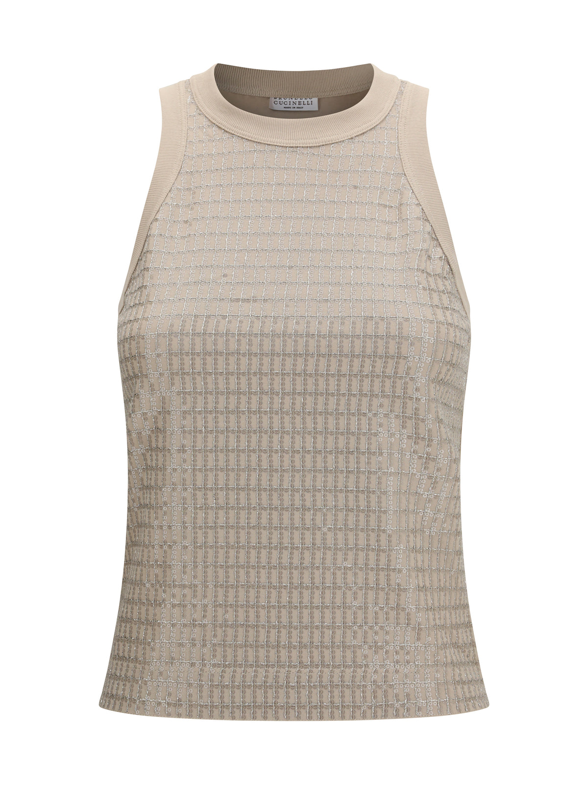 Brunello Cucinelli Top in cotton with luminous embroidery - Talco