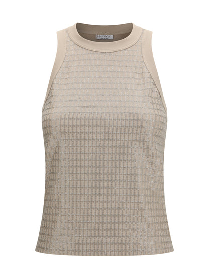 Brunello Cucinelli Top in cotton with luminous embroidery - Talco