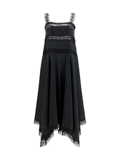 Ganni Silk maxi Dress with lace details - Black