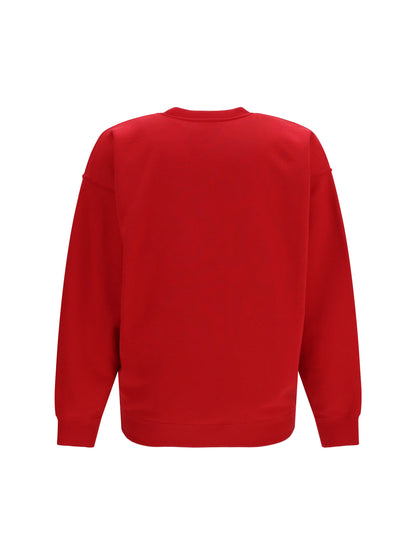 Saint Laurent Cotton crewneck Sweatshirt with Saint Laurent Paris embroidery - Rouge/Multicolor