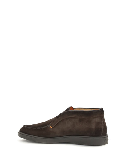 Santoni Suede slip-on Ankle Boots - Dark Brown