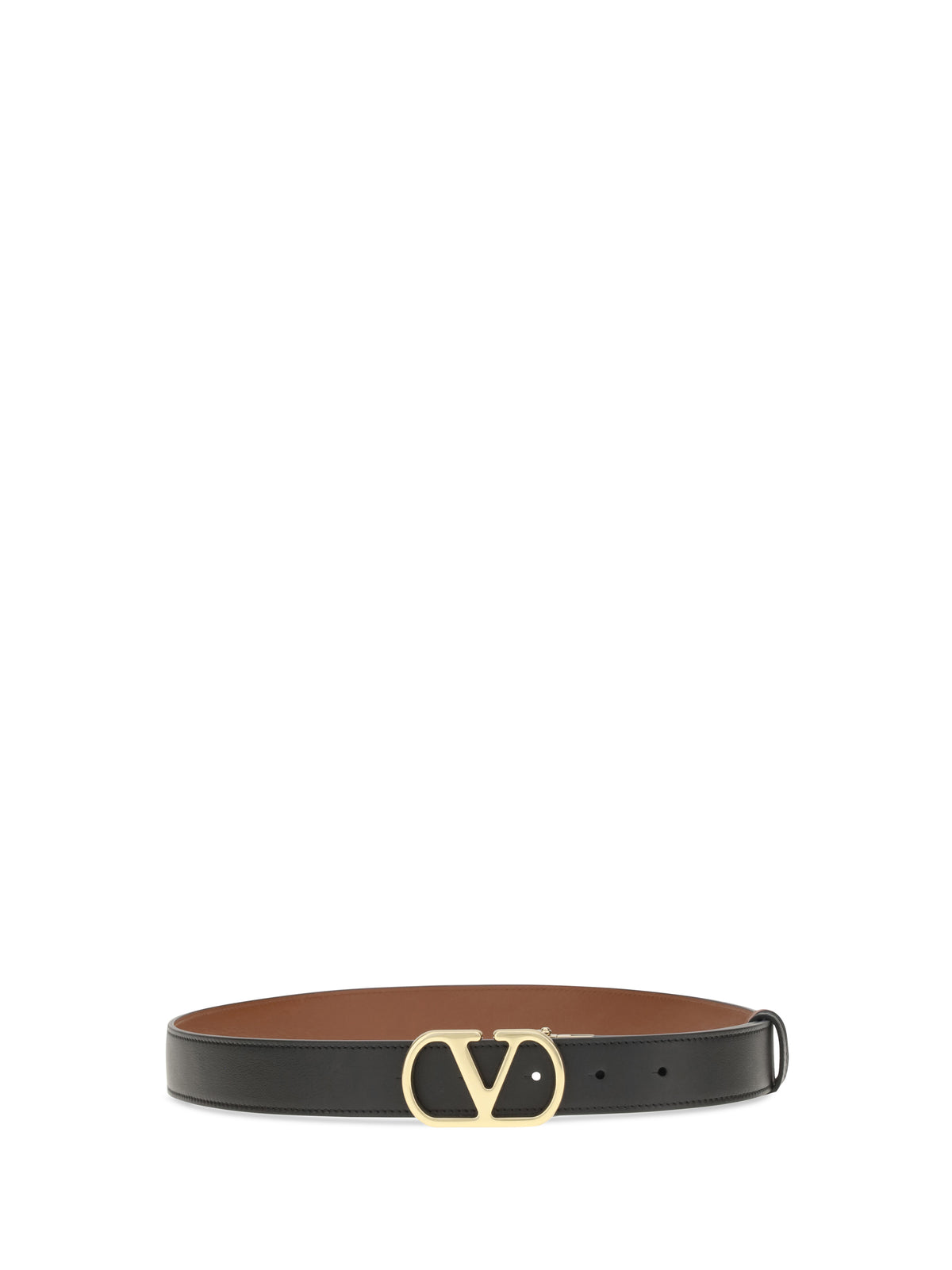 Valentino Garavani Reversible VLogo Signature Belt - Black/Deep Caramel