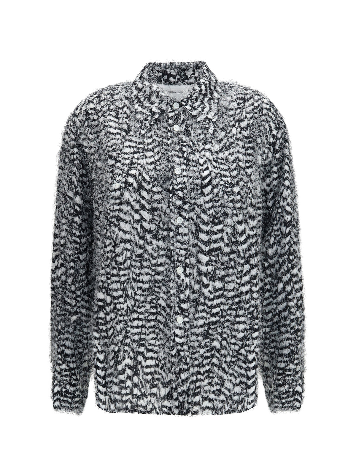 Bottega Veneta Viscose Shirt with fil coupé feathers - Parchment/Black