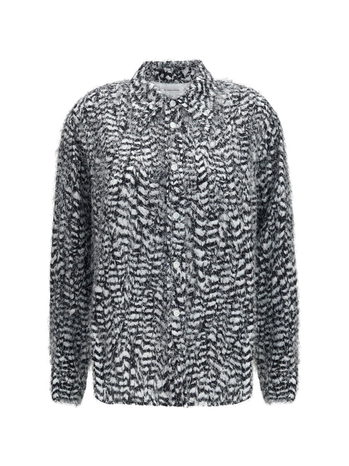 Bottega Veneta Viscose Shirt with fil coupé feathers - Parchment/Black