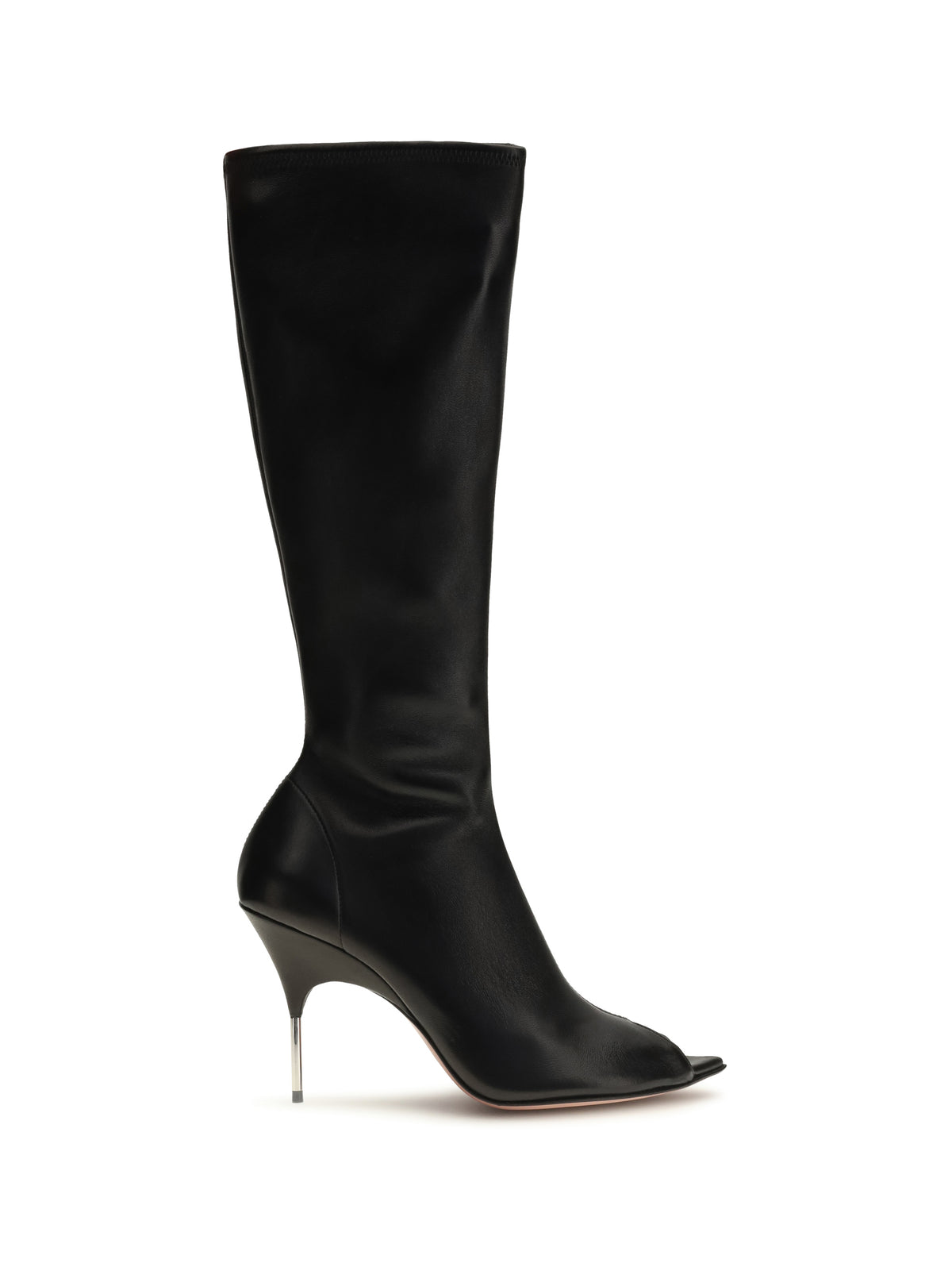 Amina Muaddi Bruna High Boots - Black Stretch Nappa