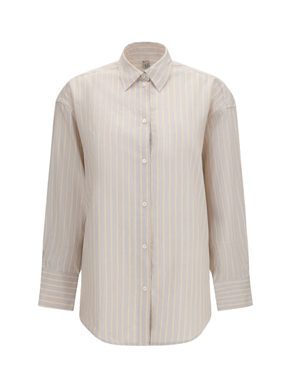 Toteme Oversized striped Shirt in cotton - Yellow/Sky